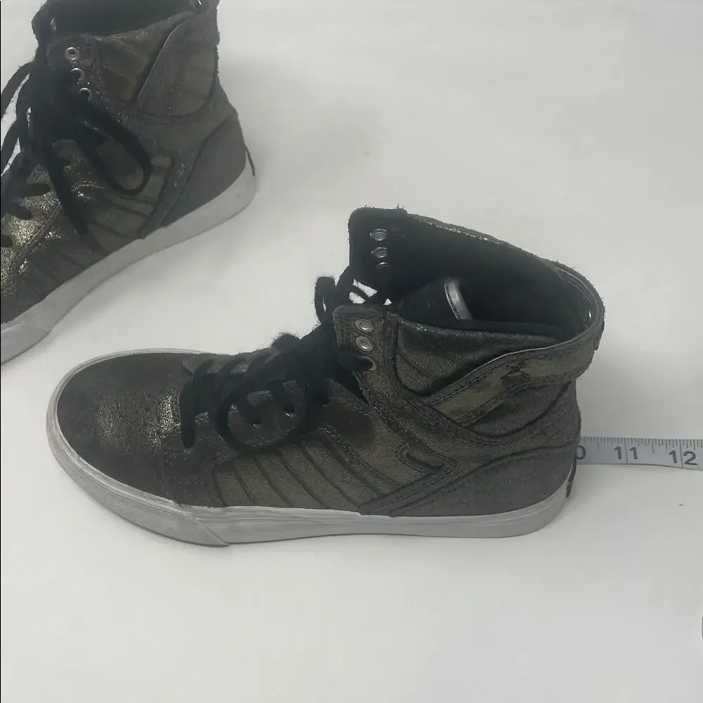Supra Muska 001 Hightop Metallic Retro Skateboard Shoes Kid's 5/Women's 6.5